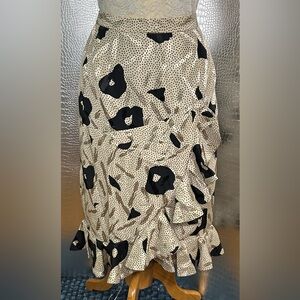 Raul Blanco Vintage Asymmetrical Ruffled Black and Cream Skirt Size 6